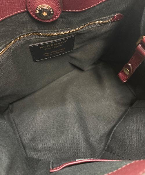 BURBERRY（バーバリー）BURBERRY (バーバリー) メガチェックトートバッグ ワインレッド×ブラウンの古着・服飾アイテム