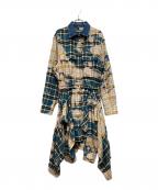 DIESELディーゼル）の古着「D-JANICEチェックシャツワンピース」｜ベージュ×ブルー