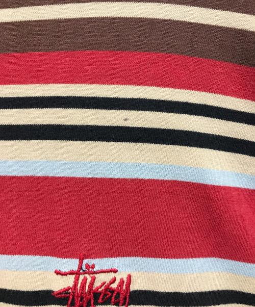 stussy（ステューシー）stussy (ステューシー) ボーダーTシャツ レッド×ブラウン サイズ:Lの古着・服飾アイテム