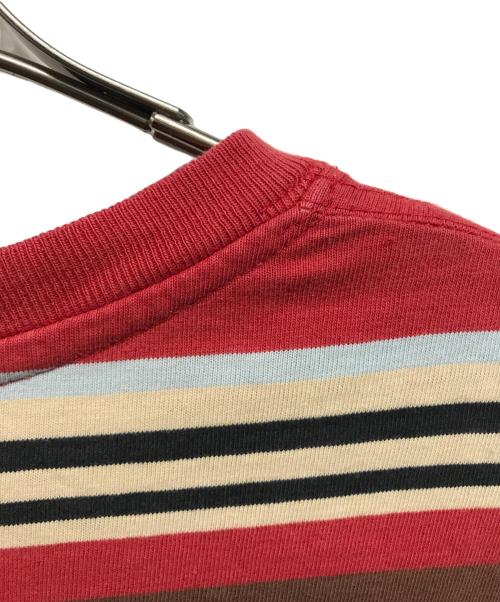 stussy（ステューシー）stussy (ステューシー) ボーダーTシャツ レッド×ブラウン サイズ:Lの古着・服飾アイテム