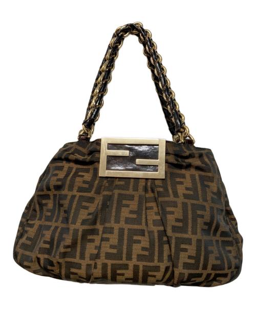 FENDI（フェンディ）FENDI (フェンディ) ズッカ柄 ミア チェーンショルダーバッグ ブラウンの古着・服飾アイテム