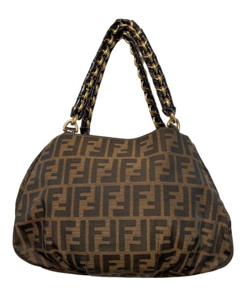 FENDI（フェンディ）FENDI (フェンディ) ズッカ柄 ミア チェーンショルダーバッグ ブラウンの古着・服飾アイテム