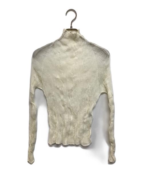 ISSEY MIYAKE（イッセイミヤケ）ISSEY MIYAKE (イッセイミヤケ) ウェーブ プリーツ ハイネックカットソー ホワイト サイズ:Lの古着・服飾アイテム