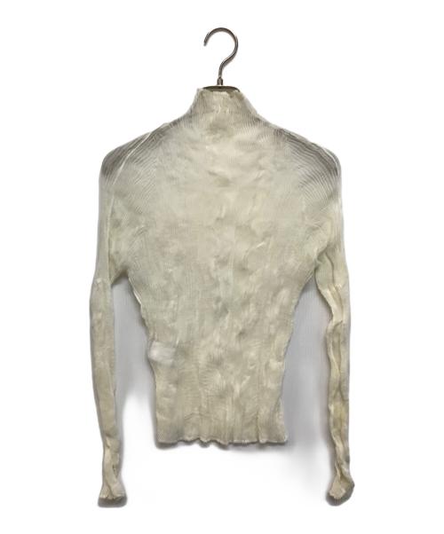 ISSEY MIYAKE（イッセイミヤケ）ISSEY MIYAKE (イッセイミヤケ) ウェーブ プリーツ ハイネックカットソー ホワイト サイズ:Lの古着・服飾アイテム