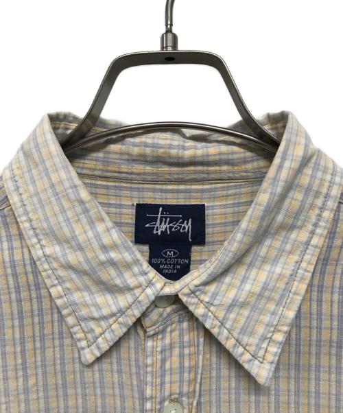 stussy（ステューシー）stussy (ステューシー) 半袖チェックシャツ ベージュ サイズ:Mの古着・服飾アイテム