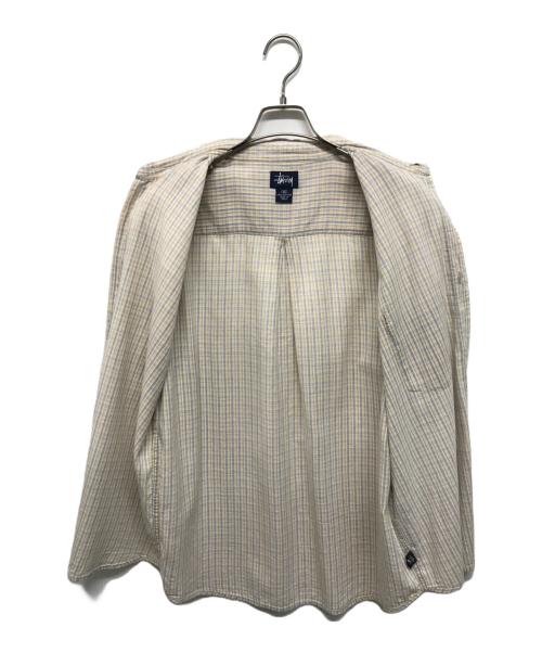 stussy（ステューシー）stussy (ステューシー) 半袖チェックシャツ ベージュ サイズ:Mの古着・服飾アイテム