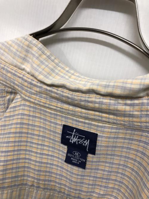 stussy（ステューシー）stussy (ステューシー) 半袖チェックシャツ ベージュ サイズ:Mの古着・服飾アイテム