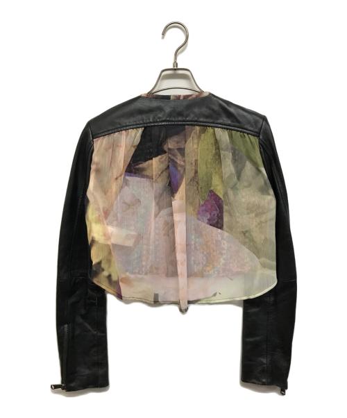 DIESEL（ディーゼル）DIESEL (ディーゼル) バックシフォン切替レザージャケット ブラック サイズ:XSの古着・服飾アイテム