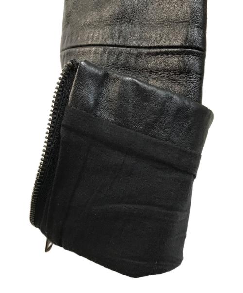 DIESEL（ディーゼル）DIESEL (ディーゼル) バックシフォン切替レザージャケット ブラック サイズ:XSの古着・服飾アイテム