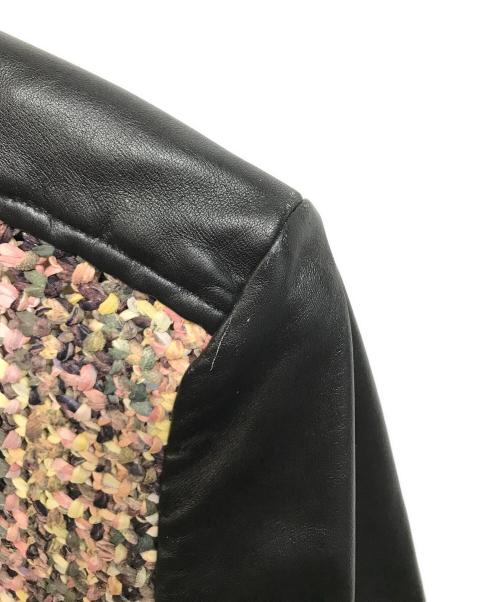 DIESEL（ディーゼル）DIESEL (ディーゼル) バックシフォン切替レザージャケット ブラック サイズ:XSの古着・服飾アイテム