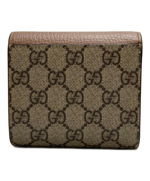 GUCCI（グッチ）GUCCI (グッチ) ダブルG バイカラー ミディアム ウォレット ブラウン×ピンクの古着・服飾アイテム