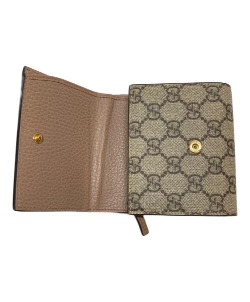 GUCCI（グッチ）GUCCI (グッチ) ダブルG バイカラー ミディアム ウォレット ブラウン×ピンクの古着・服飾アイテム
