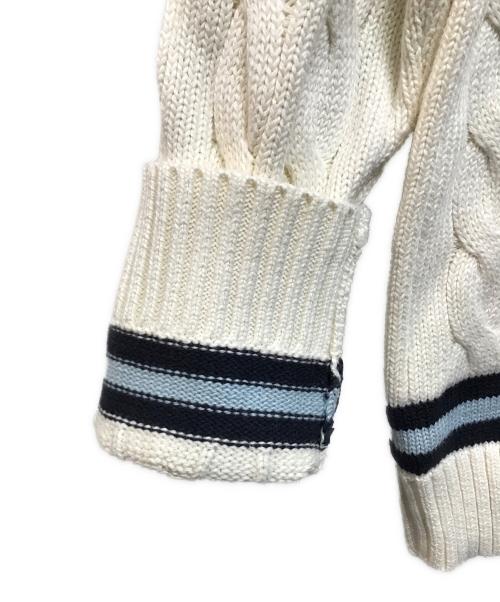 POLO RALPH LAUREN（ポロ・ラルフローレン）POLO RALPH LAUREN (ポロ・ラルフローレン) Ｖネックケーブルニット アイボリー×ネイビー サイズ:M 未使用品の古着・服飾アイテム