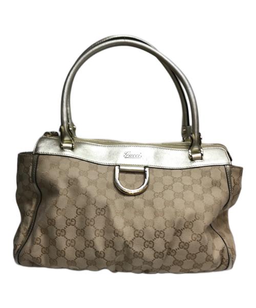 GUCCI（グッチ）GUCCI (グッチ) GGキャンパス アビートートバッグ ベージュ×ゴールドの古着・服飾アイテム