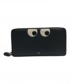 ANYA HINDMARCHアニヤ・ハインドマーチ）の古着「Large Zip Round Wallet Eyes in Capra」｜ブラック