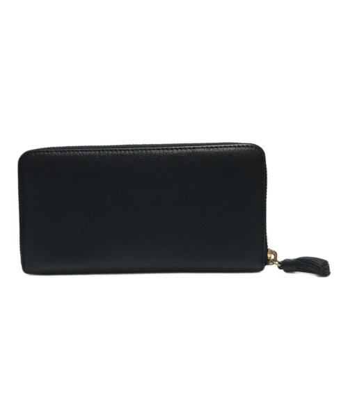 ANYA HINDMARCH（アニヤ・ハインドマーチ）ANYA HINDMARCH (アニヤ・ハインドマーチ) Large Zip Round Wallet Eyes in Capra ブラックの古着・服飾アイテム
