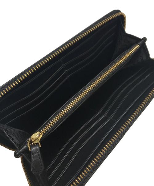 ANYA HINDMARCH（アニヤ・ハインドマーチ）ANYA HINDMARCH (アニヤ・ハインドマーチ) Large Zip Round Wallet Eyes in Capra ブラックの古着・服飾アイテム