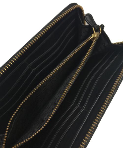 ANYA HINDMARCH（アニヤ・ハインドマーチ）ANYA HINDMARCH (アニヤ・ハインドマーチ) Large Zip Round Wallet Eyes in Capra ブラックの古着・服飾アイテム