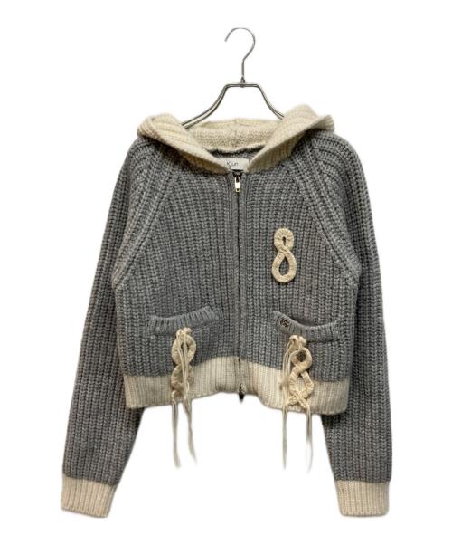 KIJUN（キジュン）KIJUN (キジュン) ウールナイロン ジップアップ ニットブルゾン グレー サイズ:Sの古着・服飾アイテム