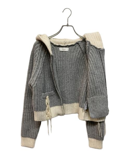 KIJUN（キジュン）KIJUN (キジュン) ウールナイロン ジップアップ ニットブルゾン グレー サイズ:Sの古着・服飾アイテム