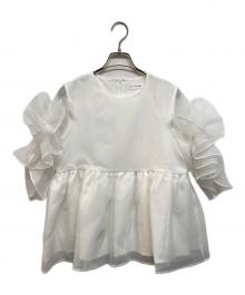 ANDRESD（アンドレスド）の古着「バブルスリーブジャガードドレス」｜ピンク