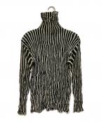 ISSEY MIYAKEイッセイミヤケ）の古着「シワ加工長袖カットソー」｜ブラック×アイボリー