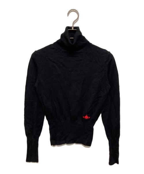 Vivienne Westwood RED LABEL（ヴィヴィアンウエストウッドレッドレーベル）Vivienne Westwood RED LABEL (ヴィヴィアンウエストウッドレッドレーベル) オーブ刺繍ウールタートルネックニット ブラック サイズ:Mの古着・服飾アイテム