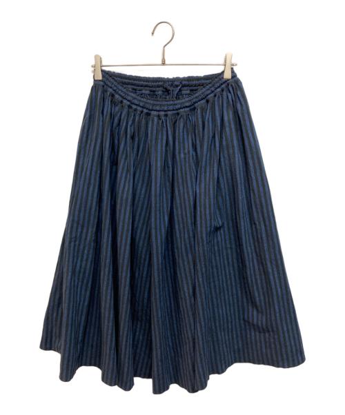 HUIS（ハウス）HUIS (ハウス) 遠州織物シーチングコットンロングスカート ネイビー×ブラック サイズ:Fの古着・服飾アイテム