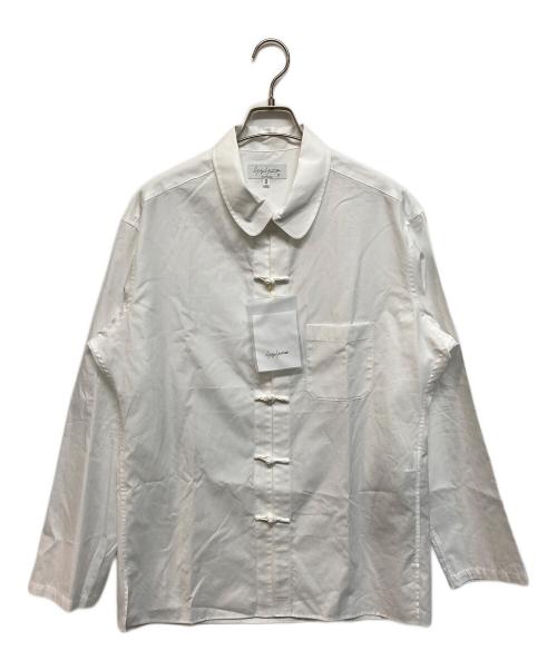 Yohji Yamamoto pour homme（ヨウジヤマモト プールオム）Yohji Yamamoto pour homme (ヨウジヤマモト プールオム) BROAD CHINA BUTTON BLOUSEチャイナシャツ ホワイト サイズ:Sの古着・服飾アイテム