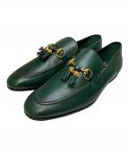GUCCIグッチ）の古着「Jordaan tassel leather loafers」｜グリーン