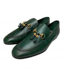 GUCCI（グッチ）の古着「Jordaan tassel leather loafers」｜グリーン
