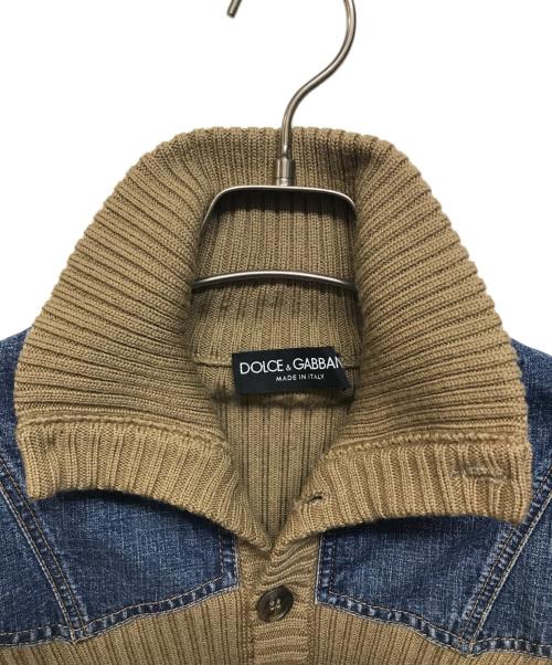 DOLCE & GABBANA（ドルチェ＆ガッバーナ）DOLCE & GABBANA (ドルチェ＆ガッバーナ) デニム切替ニットポロシャツ ベージュ×インディゴ サイズ:無しの古着・服飾アイテム