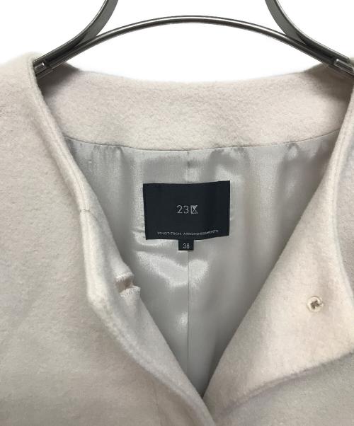 23区（ニジュウサンク）23区 (ニジュウサンク) ウールカシミヤビーバー ノーカラー コート ホワイト サイズ:SIZE Mの古着・服飾アイテム