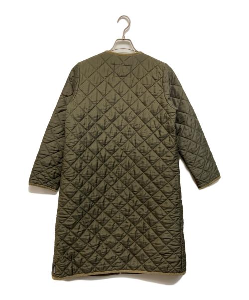 Traditional Weatherwear（トラディショナルウェザーウェア）Traditional Weatherwear (トラディショナルウェザーウェア) ARKLEY LONG キルティングノーカラーロングコート カーキ サイズ:34の古着・服飾アイテム
