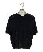 BALLSEYボールジィ）の古着「ストレッチベルベット ハーフスリーブプルオーバー」｜ブラック