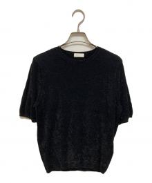 BALLSEY（ボールジィ）の古着「ストレッチベルベット ハーフスリーブプルオーバー」｜ブラック
