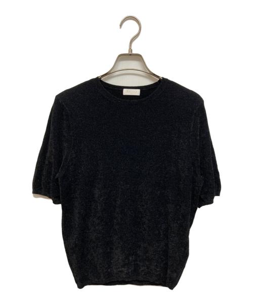 BALLSEY（ボールジィ）BALLSEY (ボールジィ) ストレッチベルベット ハーフスリーブプルオーバー ブラック サイズ:Sの古着・服飾アイテム