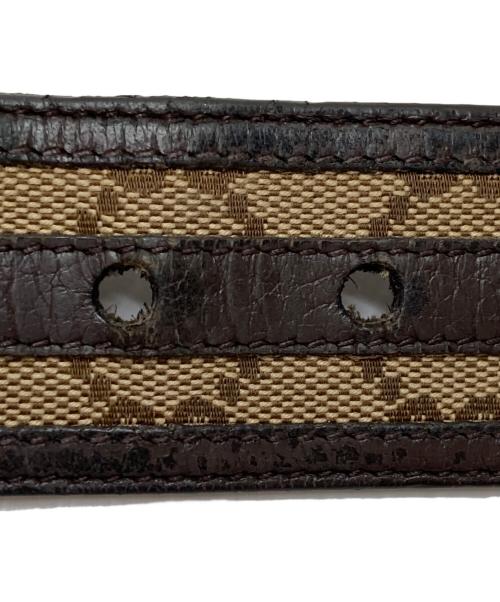 GUCCI（グッチ）GUCCI (グッチ) レザーGGキャンバス切替ベルト ベージュ×ブラウン サイズ:80/32の古着・服飾アイテム