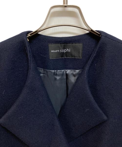 NOLLEY'S sophi（ノーリーズソフィー）NOLLEY'S sophi (ノーリーズソフィー) メルトンノーカラーコート ネイビー サイズ:36の古着・服飾アイテム