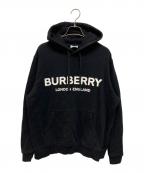BURBERRY LONDONバーバリーロンドン）の古着「フロントロゴプリントプルオーバーパーカー」｜ブラック