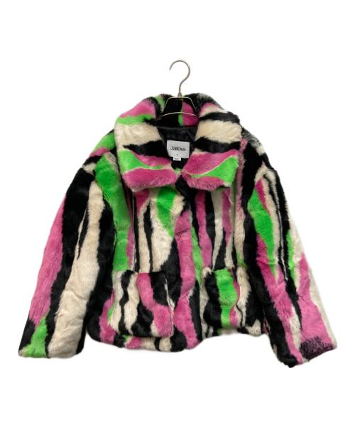Jakke（ジャッキー）Jakke (ジャッキー) エコファーコート マルチカラー サイズ:Mの古着・服飾アイテム