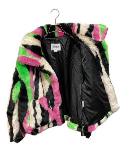 Jakke（ジャッキー）Jakke (ジャッキー) エコファーコート マルチカラー サイズ:Mの古着・服飾アイテム