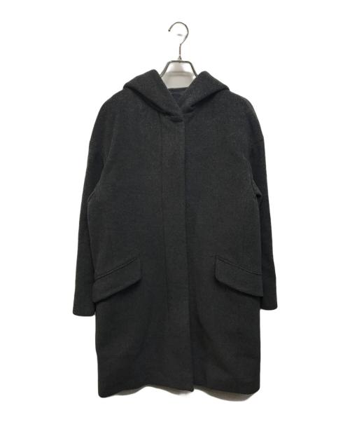自由区（ジユウク）自由区 (ジユウク) MENCHI ウールビーバーフード付きコート グレー サイズ:SIZE 38の古着・服飾アイテム