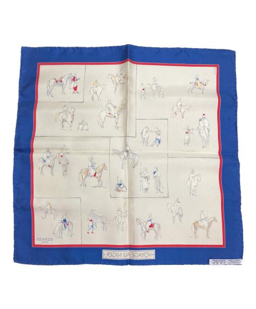 HERMES（エルメス）HERMES (エルメス) カレ45 VOYAGE AU NIGER ネイビー×アイボリー サイズ:45の古着・服飾アイテム