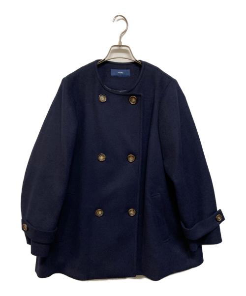 SHIPS（シップス）SHIPS (シップス) SUPER140ノーカラーAラインPコート ネイビー サイズ:Mの古着・服飾アイテム