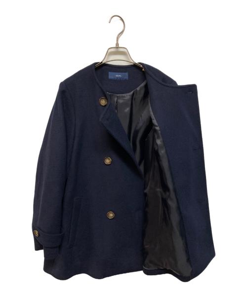 SHIPS（シップス）SHIPS (シップス) SUPER140ノーカラーAラインPコート ネイビー サイズ:Mの古着・服飾アイテム
