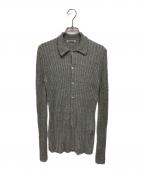 AURALEEオーラリー）の古着「SILK COTTON MELANGE RIB KNIT SHIRT CARDIGAN」｜グレー