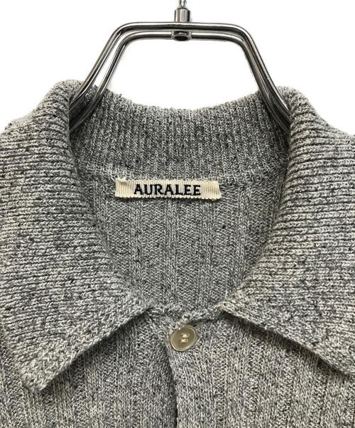 AURALEE（オーラリー）AURALEE (オーラリー) SILK COTTON MELANGE RIB KNIT SHIRT CARDIGAN グレー サイズ:SIZE 1の古着・服飾アイテム