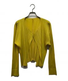 PLEATS PLEASE（プリーツプリーズ）の古着「プリーツカーディガン」｜イエロー