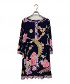 LEONARDレオナール）の古着「花柄カンカンロングワンピース」｜ネイビー